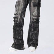 High Rise Wide Leg Multi Pocket Jeans