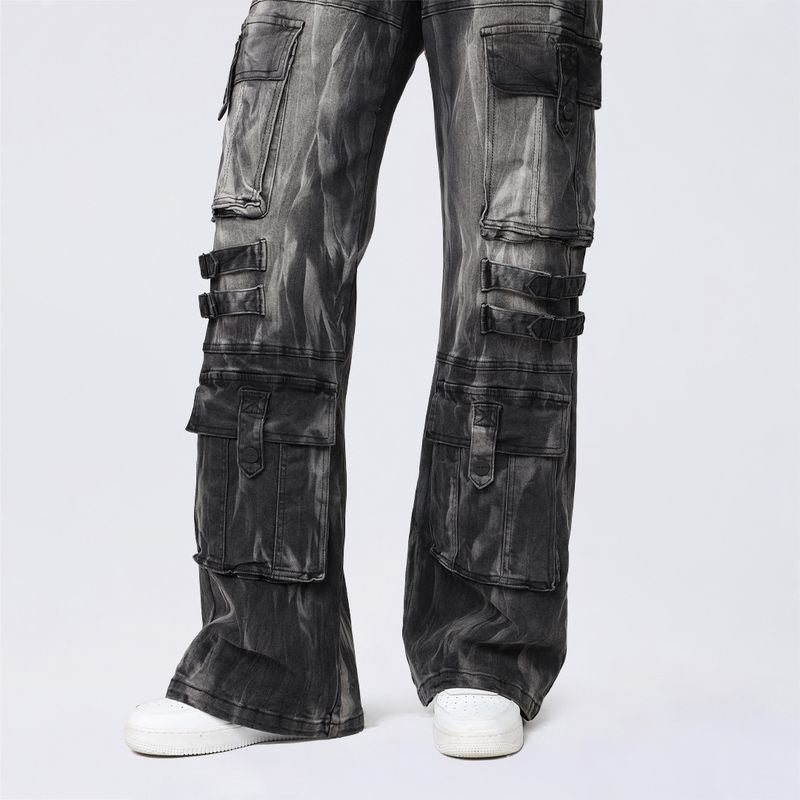 High Rise Wide Leg Mult Pocket Jeans