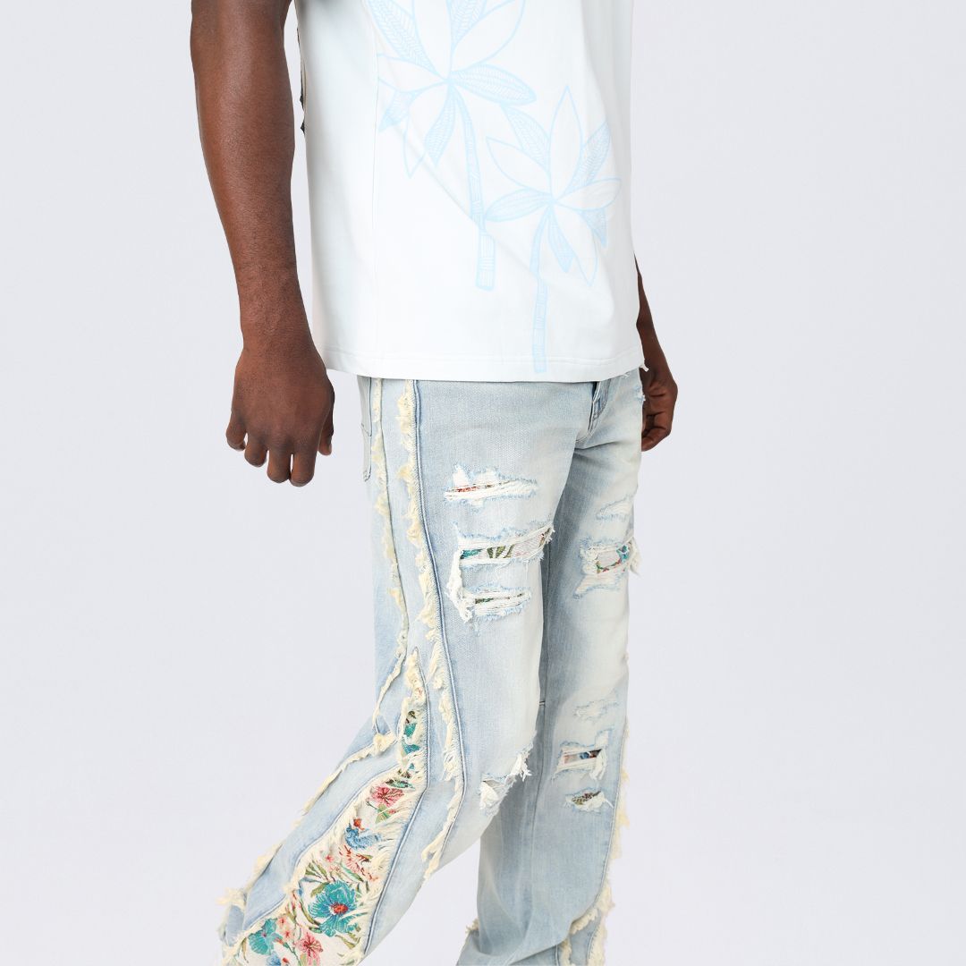 Straight Tapestry Embroidered Jeans