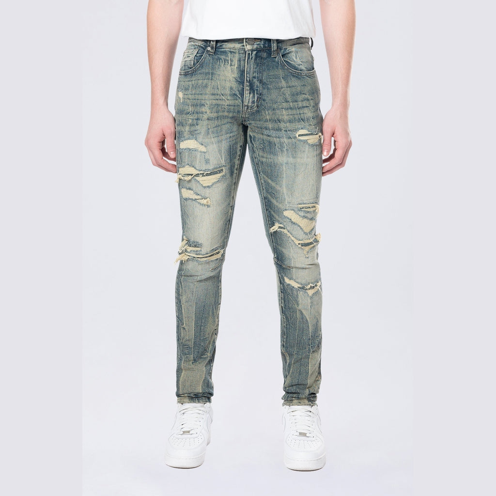 Smoke Rise Slim Tapered Vintage Washed Jeans - Topaz Blue