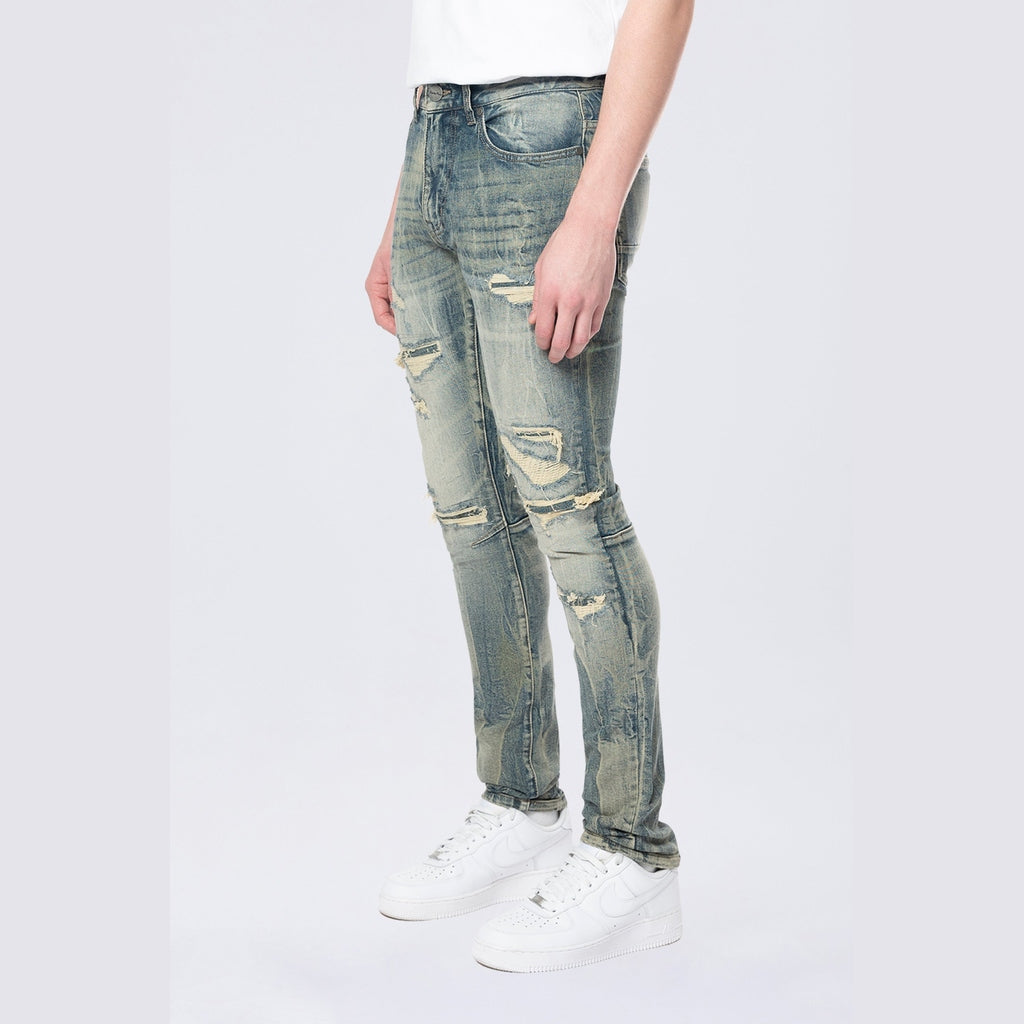 Smoke Rise Slim Tapered Vintage Washed Jeans - Topaz Blue