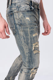 Slim Tapered Vintage Washed Jeans - Topaz Blue