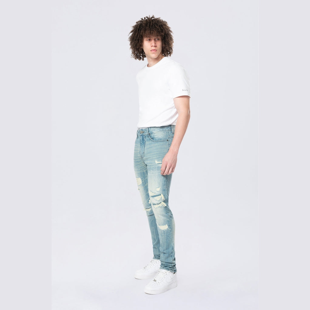 Smoke Rise Slim Tapered Vintage Washed Jeans - Adonis Blue