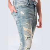 Smoke Rise Slim Tapered Vintage Washed Jeans - Adonis Blue