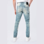 Smoke Rise Slim Tapered Vintage Washed Jeans - Adonis Blue