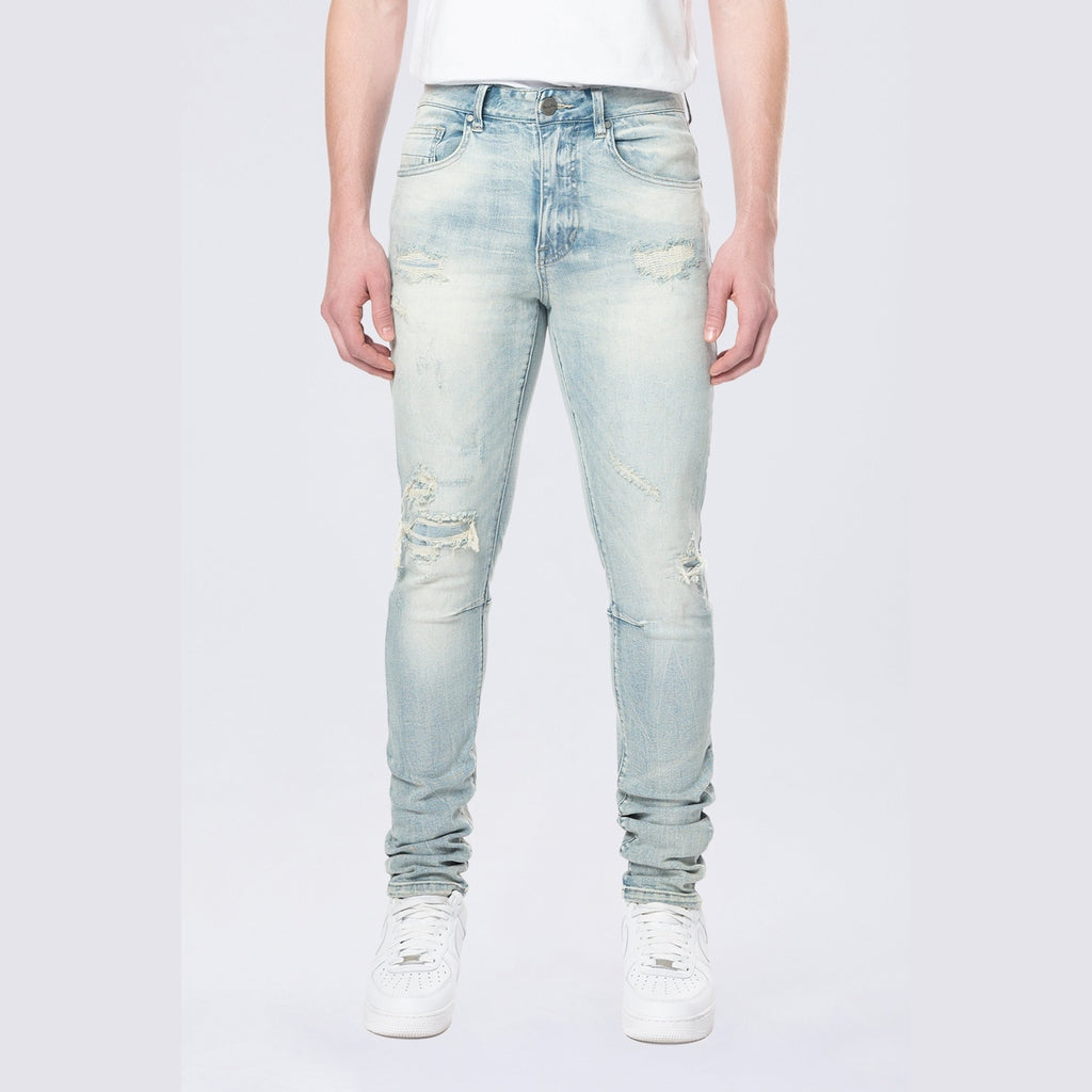 Smoke Rise Slim Tapered Vintage Washed Jeans - Elm Blue