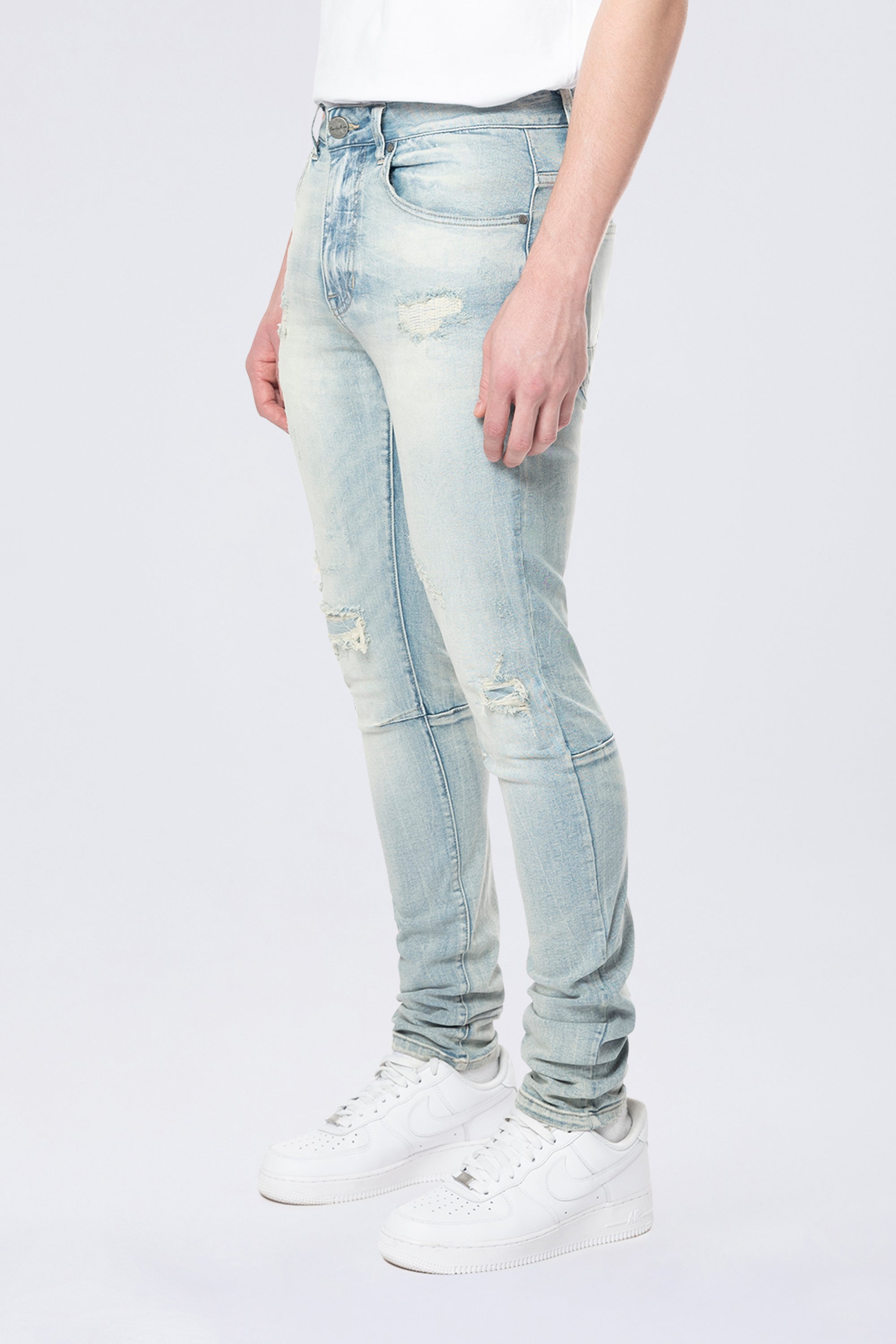 Slim Tapered Vintage Washed Jeans - Elm Blue