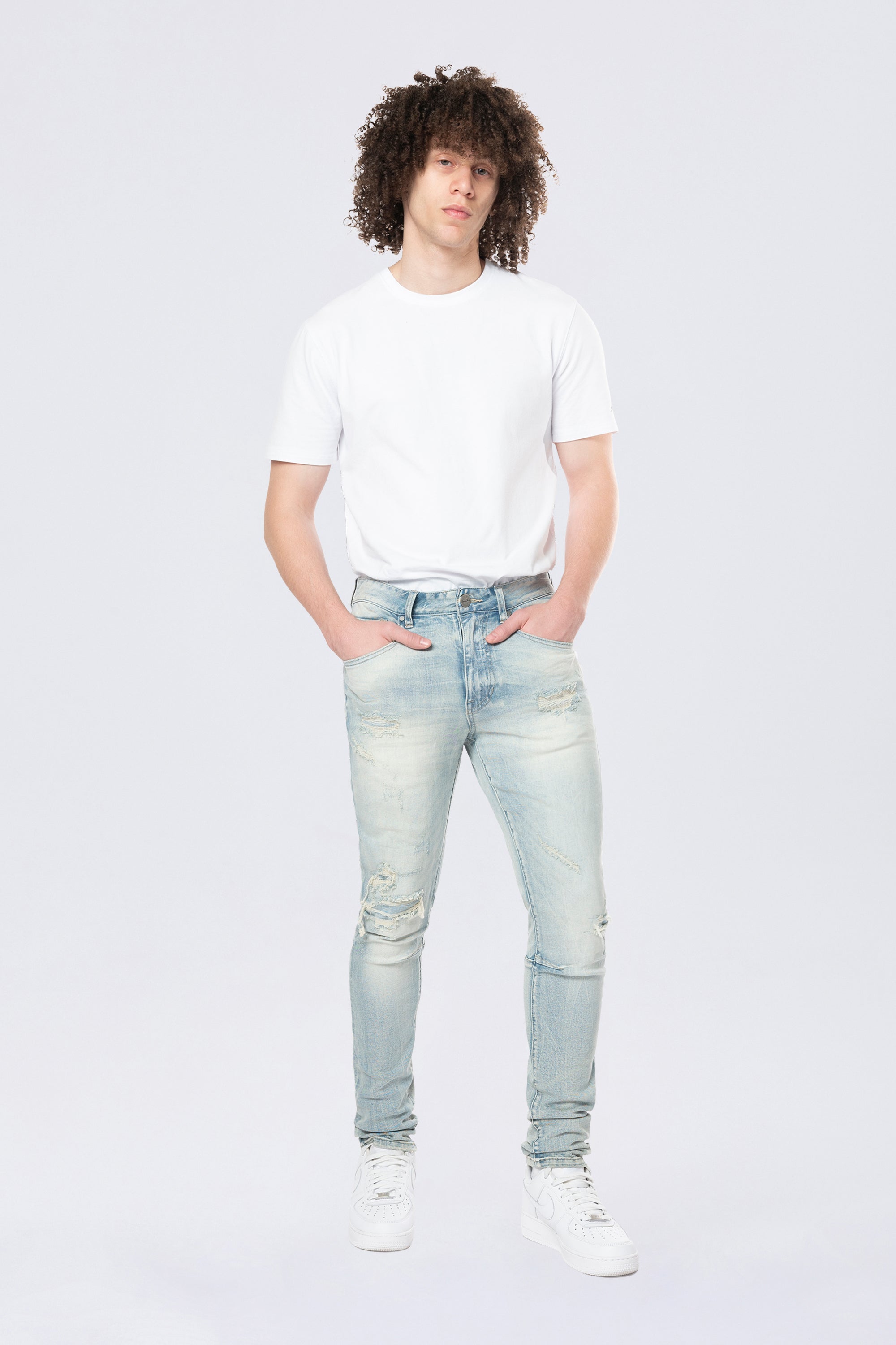 Slim Tapered Vintage Washed Jeans - Elm Blue