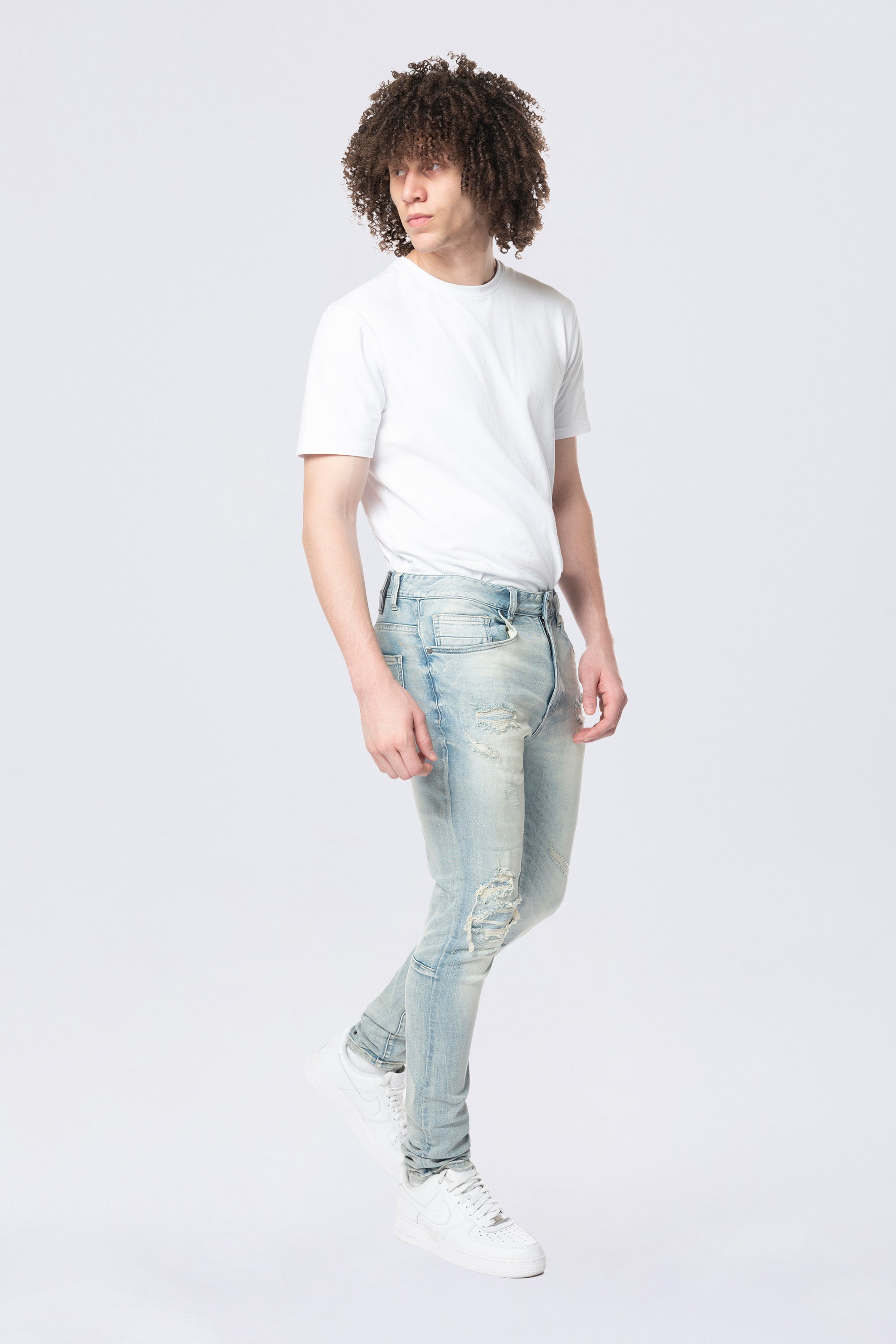 Slim Tapered Vintage Washed Jeans - Elm Blue