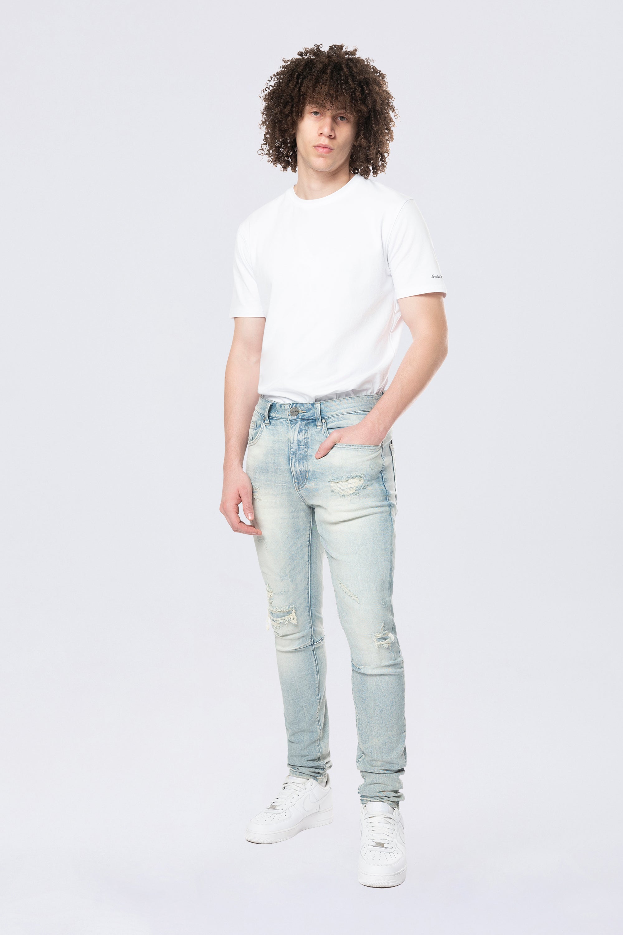 Slim Tapered Vintage Washed Jeans - Elm Blue