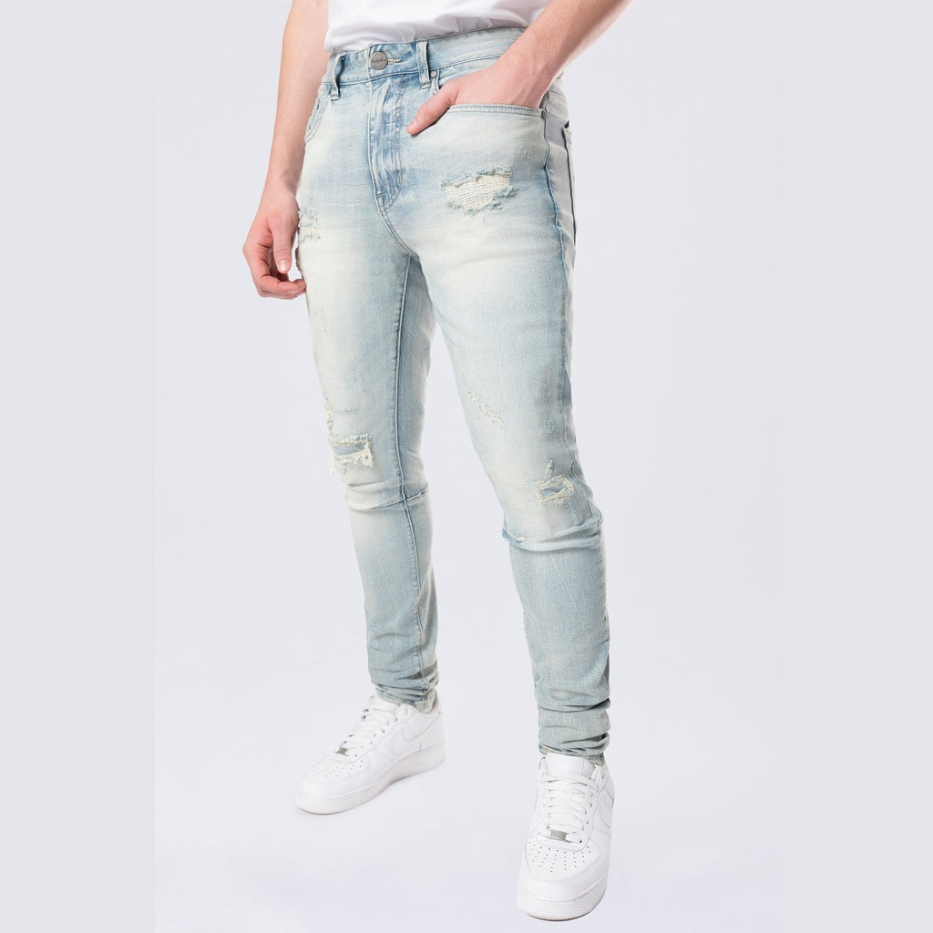 Smoke Rise Slim Tapered Vintage Washed Jeans - Elm Blue