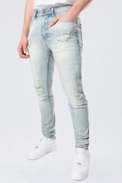 Slim Tapered Vintage Washed Jeans - Elm Blue