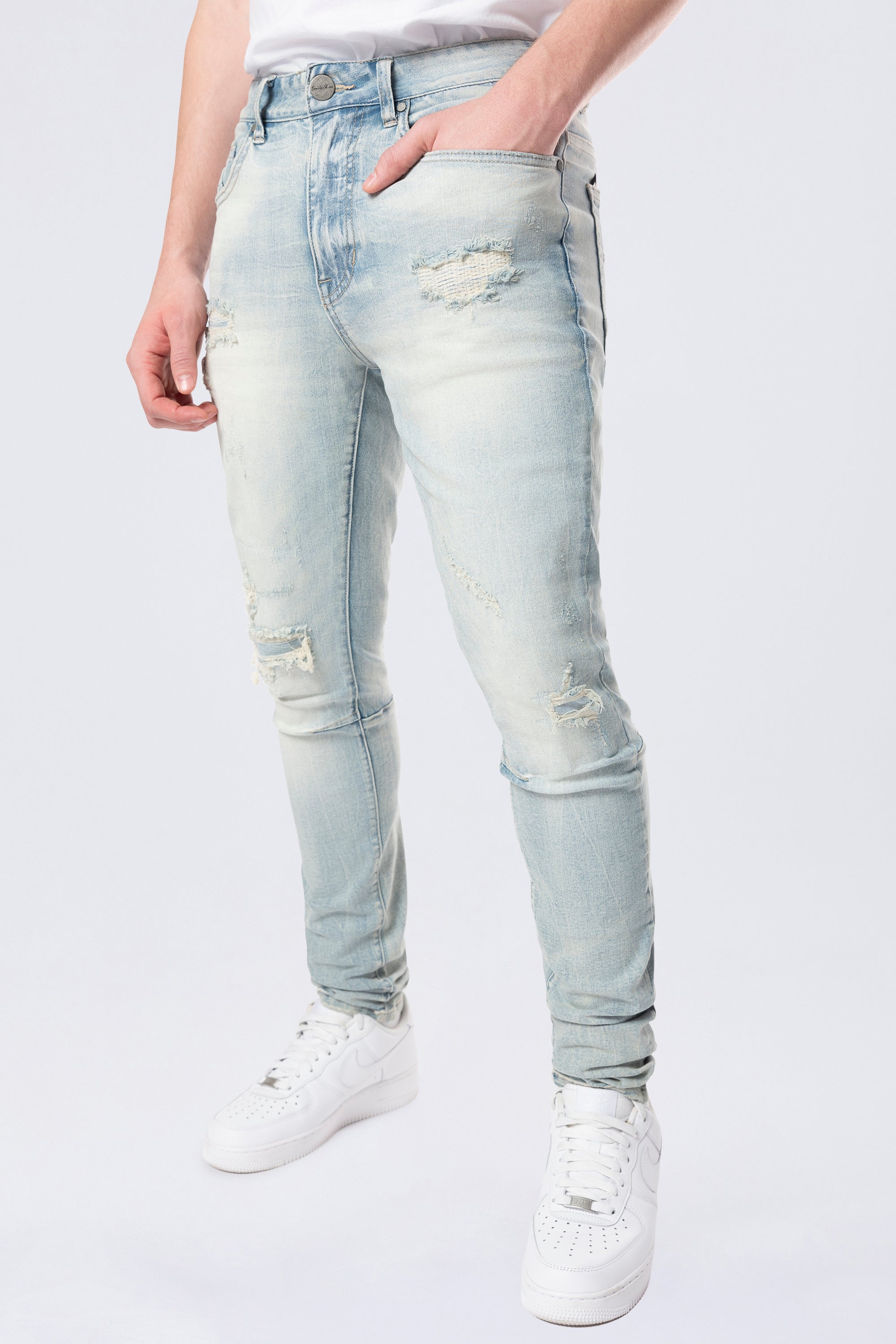 Slim Tapered Vintage Washed Jeans - Elm Blue