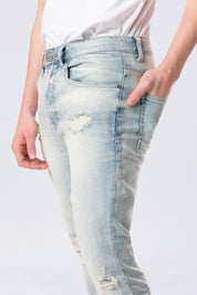 Slim Tapered Vintage Washed Jeans - Elm Blue