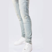 Smoke Rise Slim Tapered Vintage Washed Jeans - Elm Blue