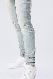 Slim Tapered Vintage Washed Jeans - Elm Blue