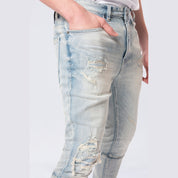 Smoke Rise Slim Tapered Vintage Washed Jeans - Elm Blue