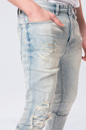 Slim Tapered Vintage Washed Jeans - Elm Blue