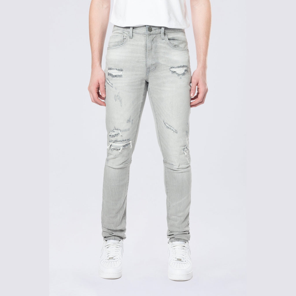 Smoke Rise Slim Tapered Vintage Washed Jeans - Cloud Grey