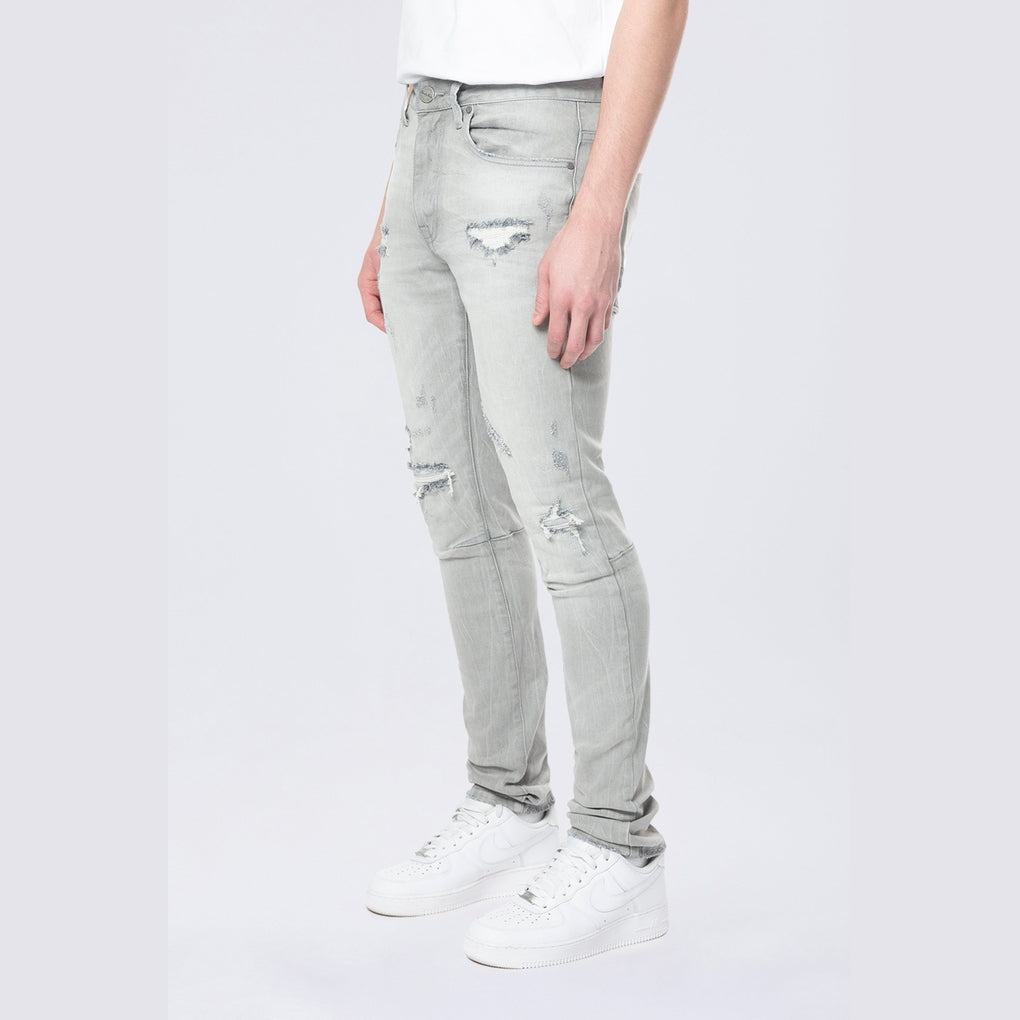 Smoke Rise Slim Tapered Vintage Washed Jeans - Cloud Grey