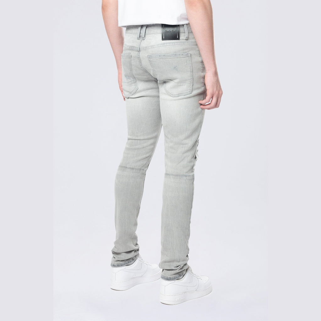 Smoke Rise Slim Tapered Vintage Washed Jeans - Cloud Grey