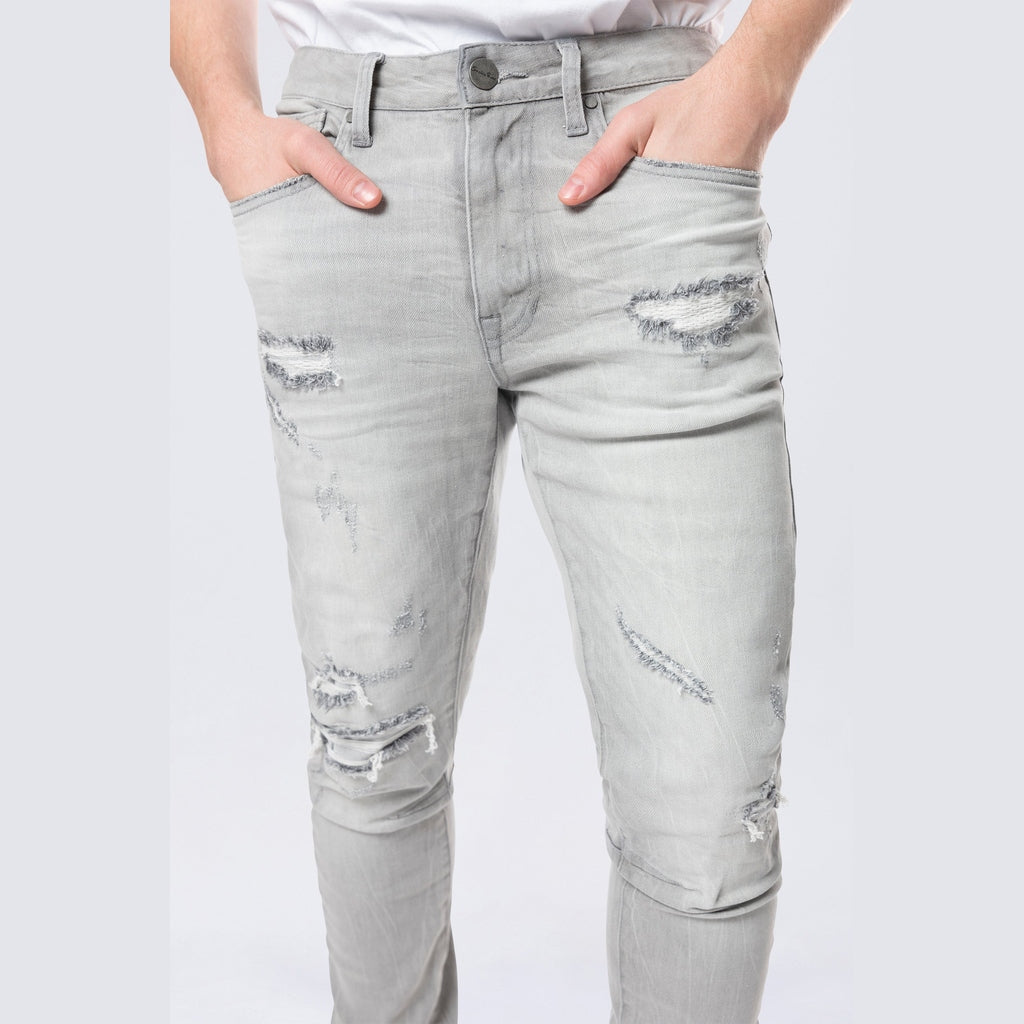 Smoke Rise Slim Tapered Vintage Washed Jeans - Cloud Grey