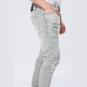 Smoke Rise Slim Tapered Vintage Washed Jeans - Cloud Grey