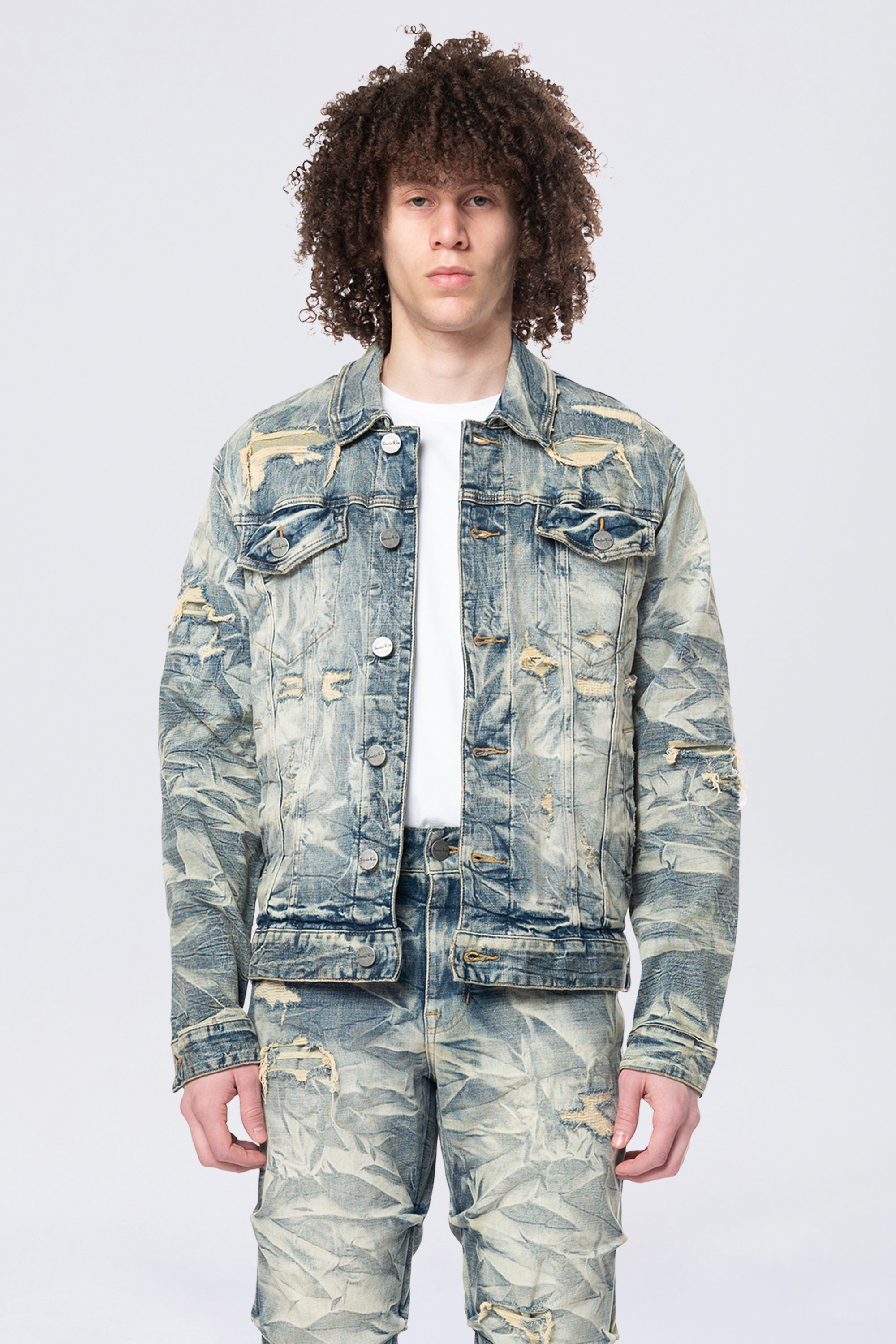 Lightning Wash Denim Jacket - Blue Toast