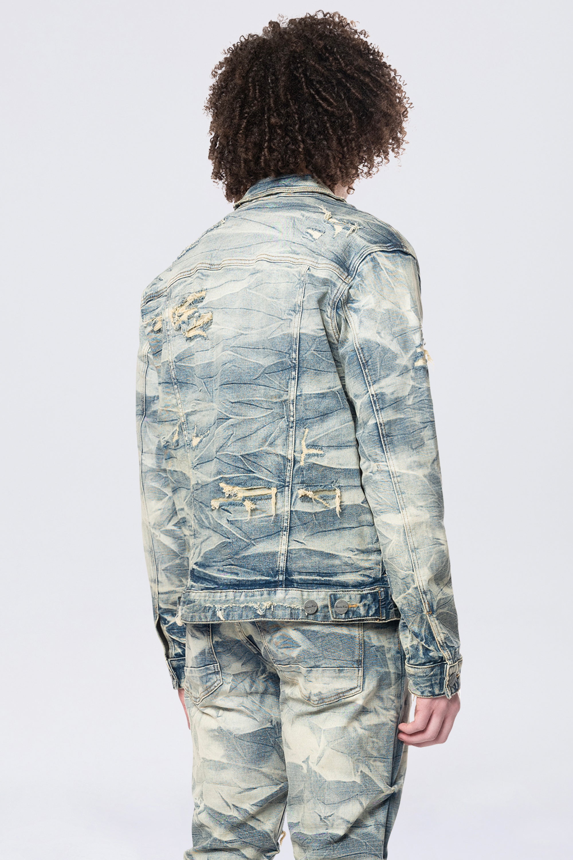 Lightning Wash Denim Jacket - Blue Toast