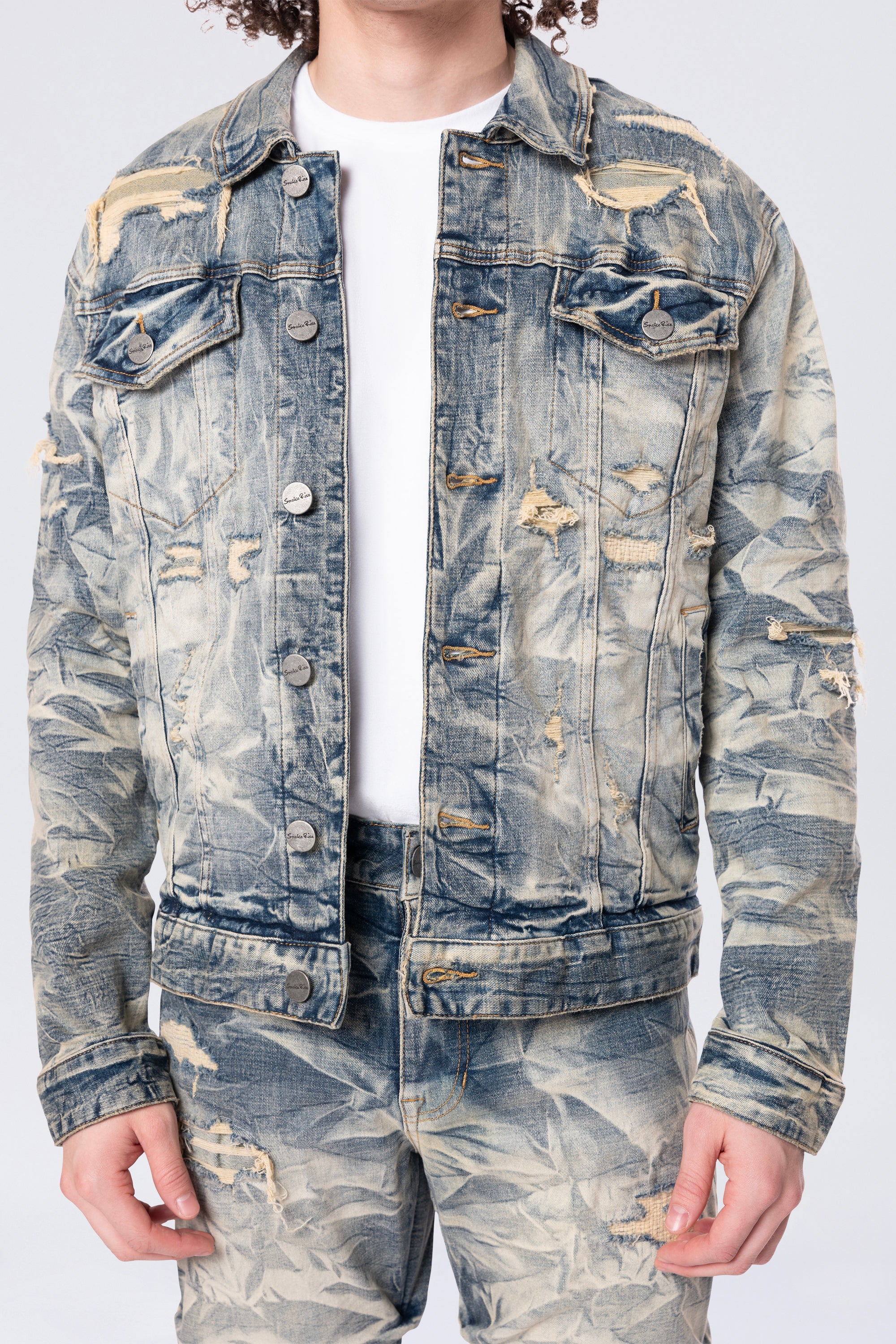 Lightning Wash Denim Jacket - Blue Toast