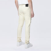 Slim Tapered Embroidered Cargo Twill Pants - Ecru