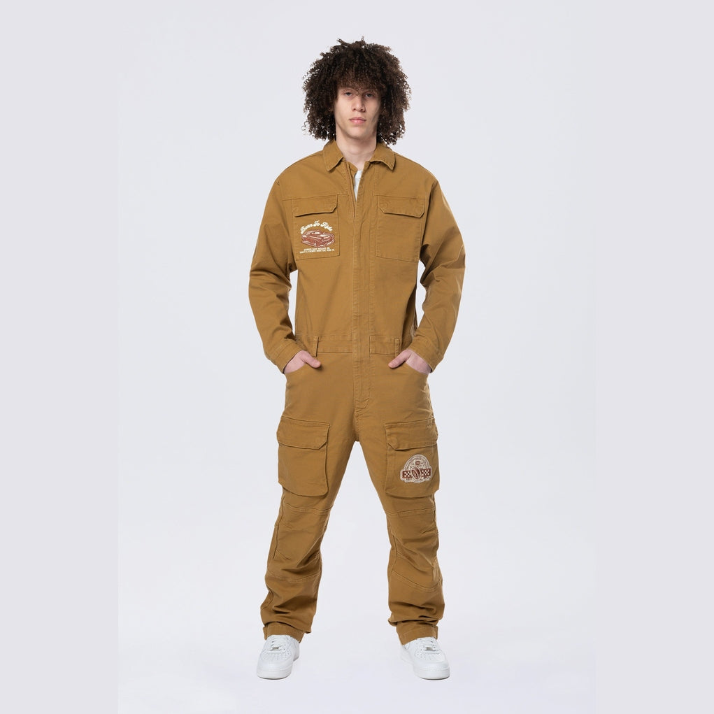 Smoke Rise Pitstop Canvas Jumpsuit - Timber