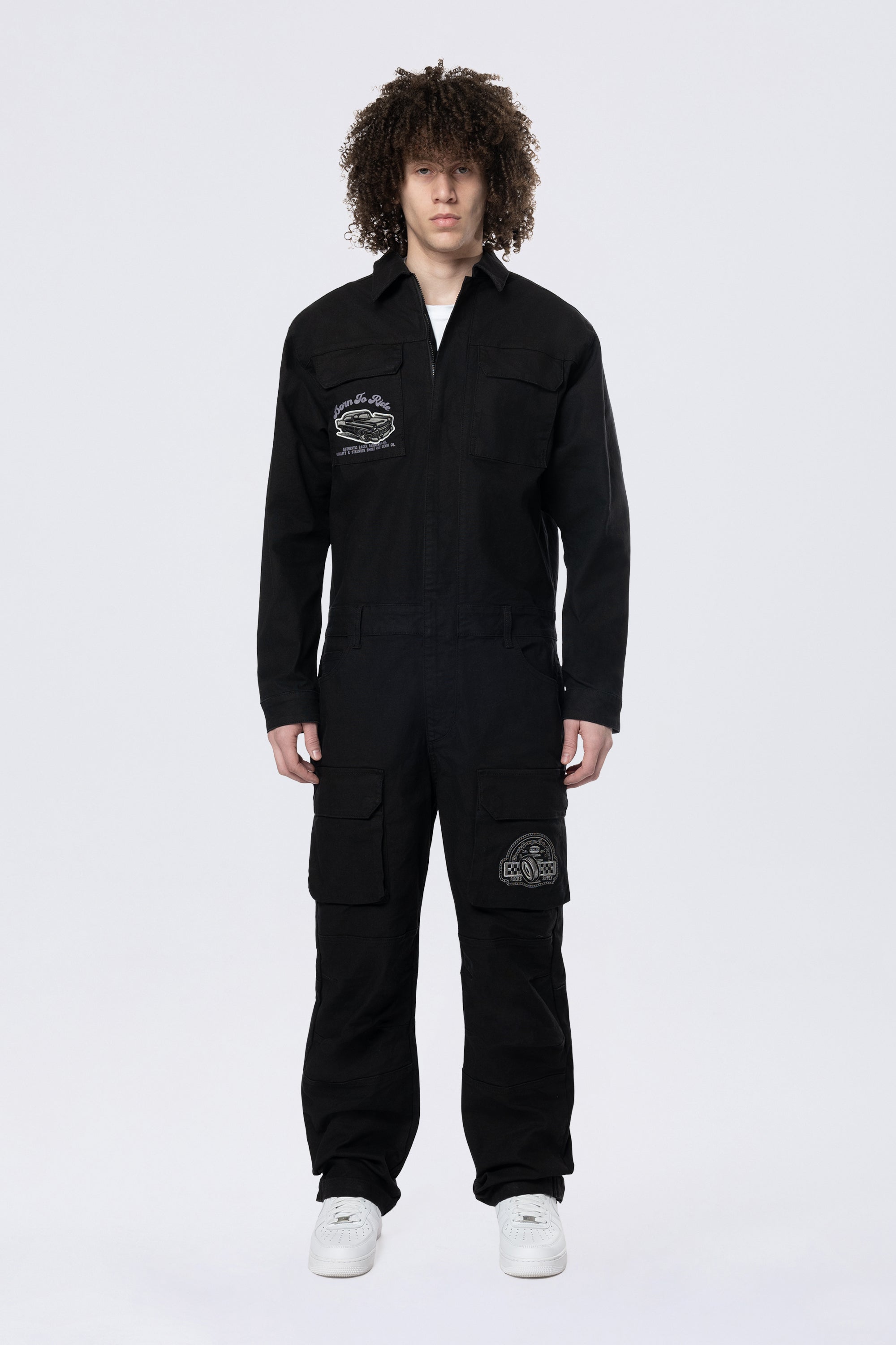 Pitstop Canvas Jumpsuit - Black