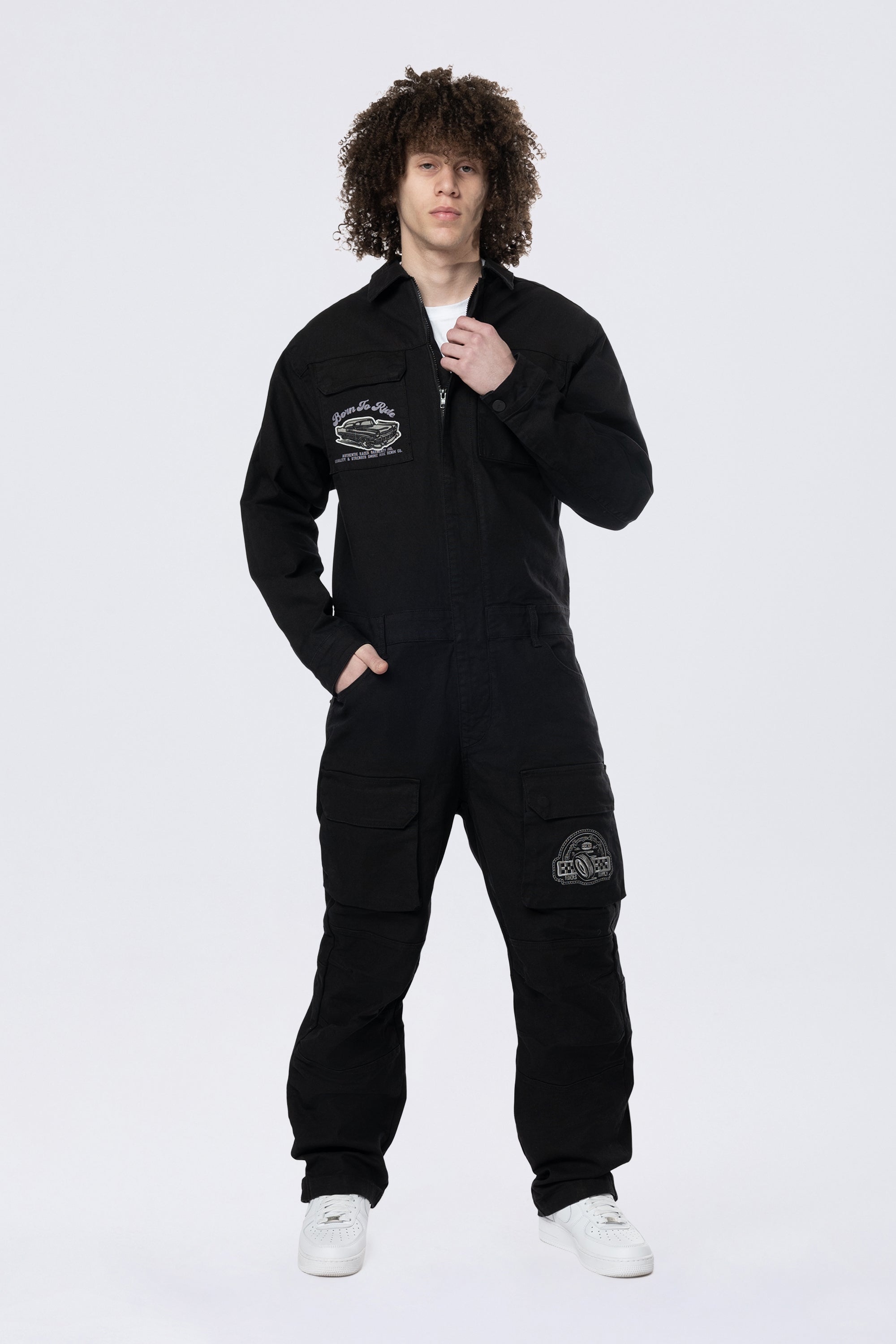 Pitstop Canvas Jumpsuit - Black