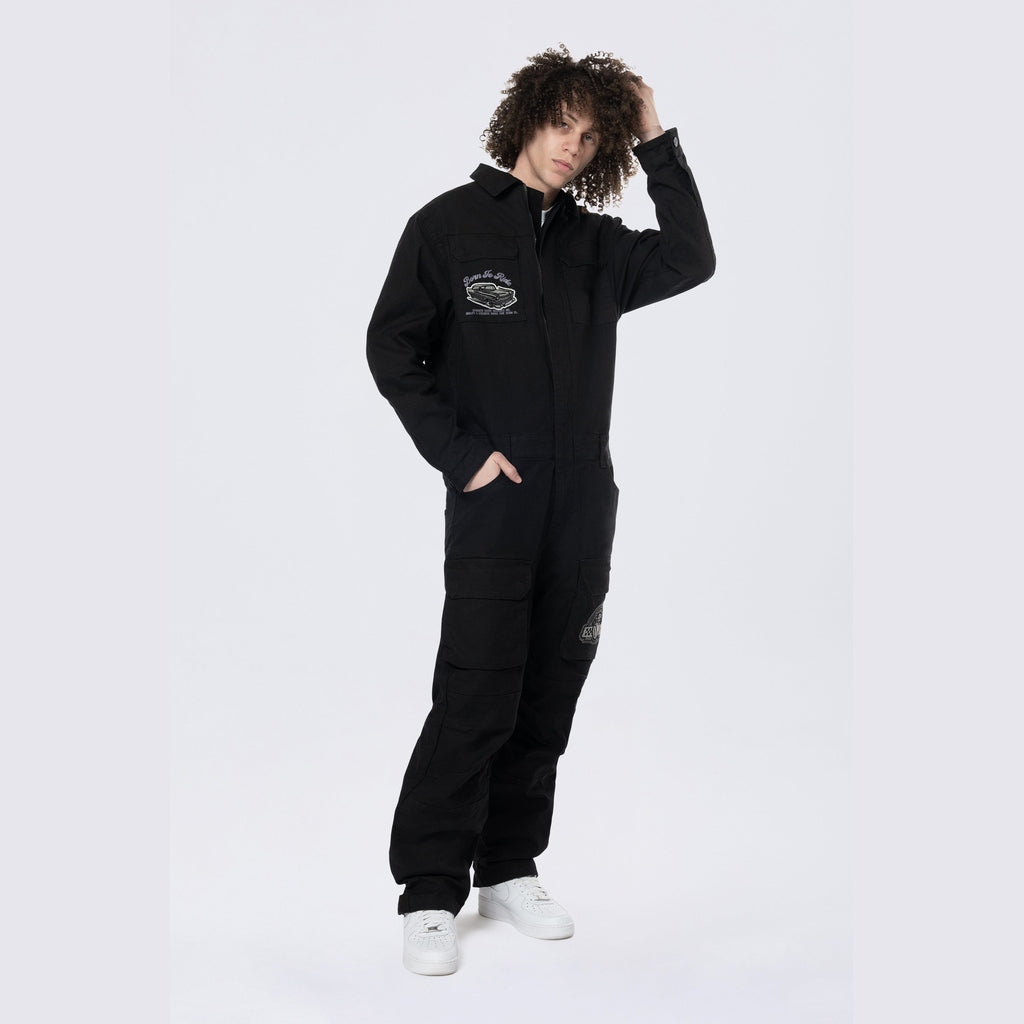 Smoke Rise Pitstop Canvas Jumpsuit - Black