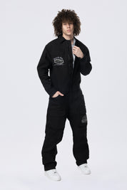 Pitstop Canvas Jumpsuit - Black