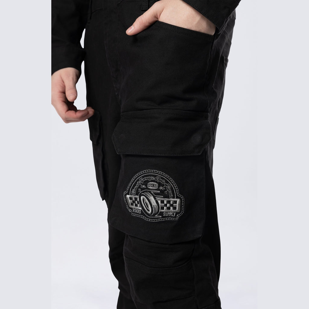 Smoke Rise Pitstop Canvas Jumpsuit - Black