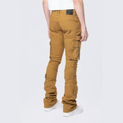 Smoke Rise Stacked Flared Cargo Strap Canvas Pants - Wheat