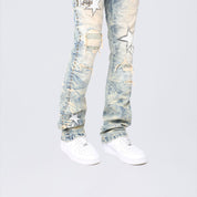 Stacked Flared Maximalist Studded R&R Jeans