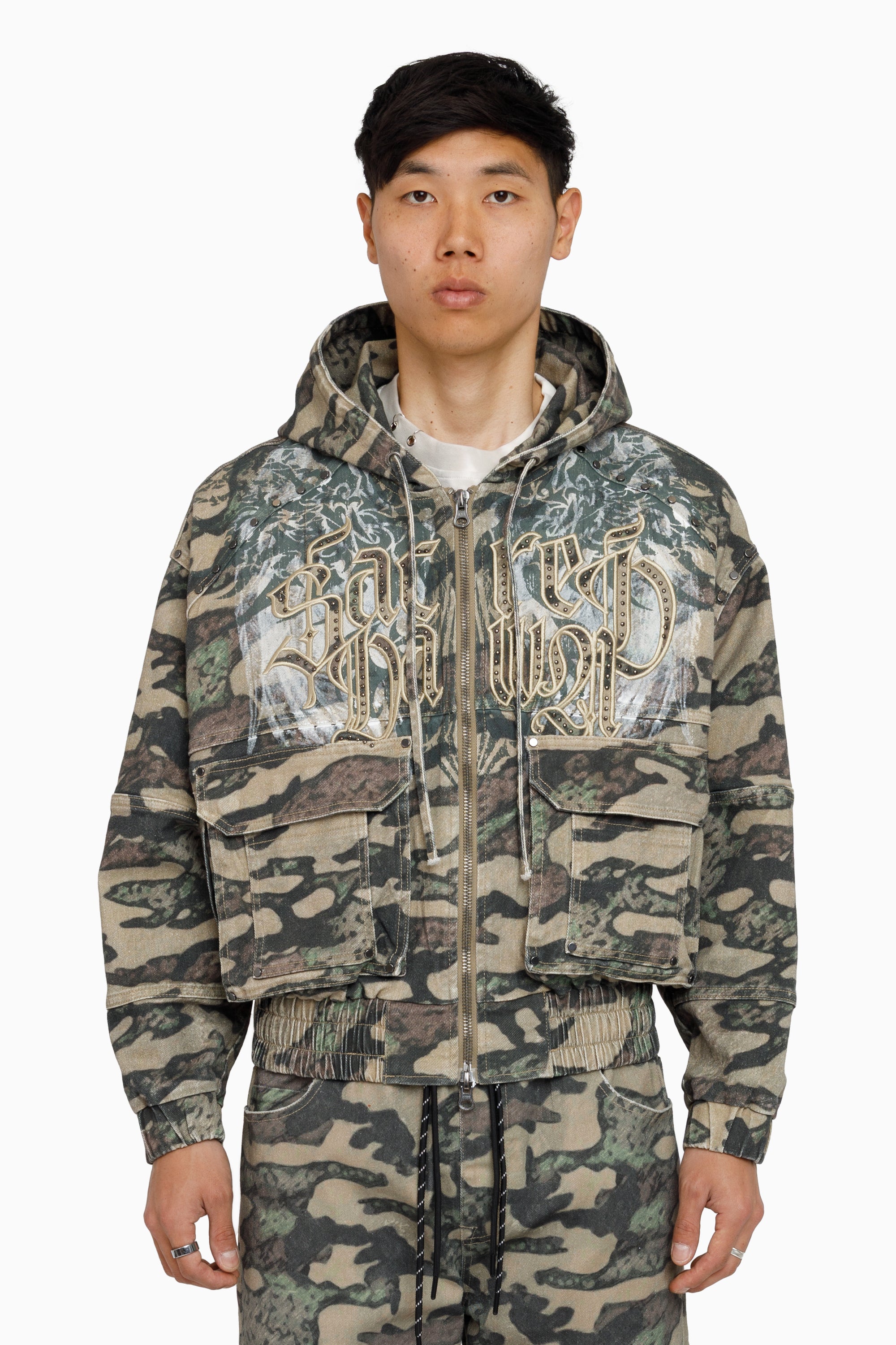 Sacred Dawn Hooded Bomber Jacket - Arden Camo