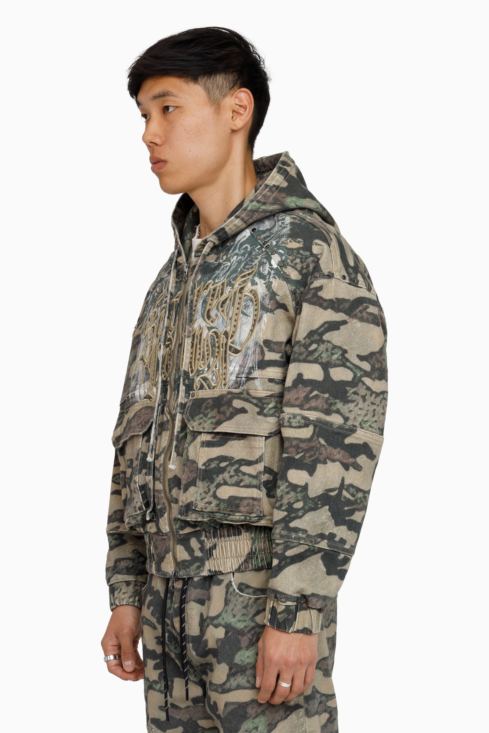 Sacred Dawn Hooded Bomber Jacket - Arden Camo