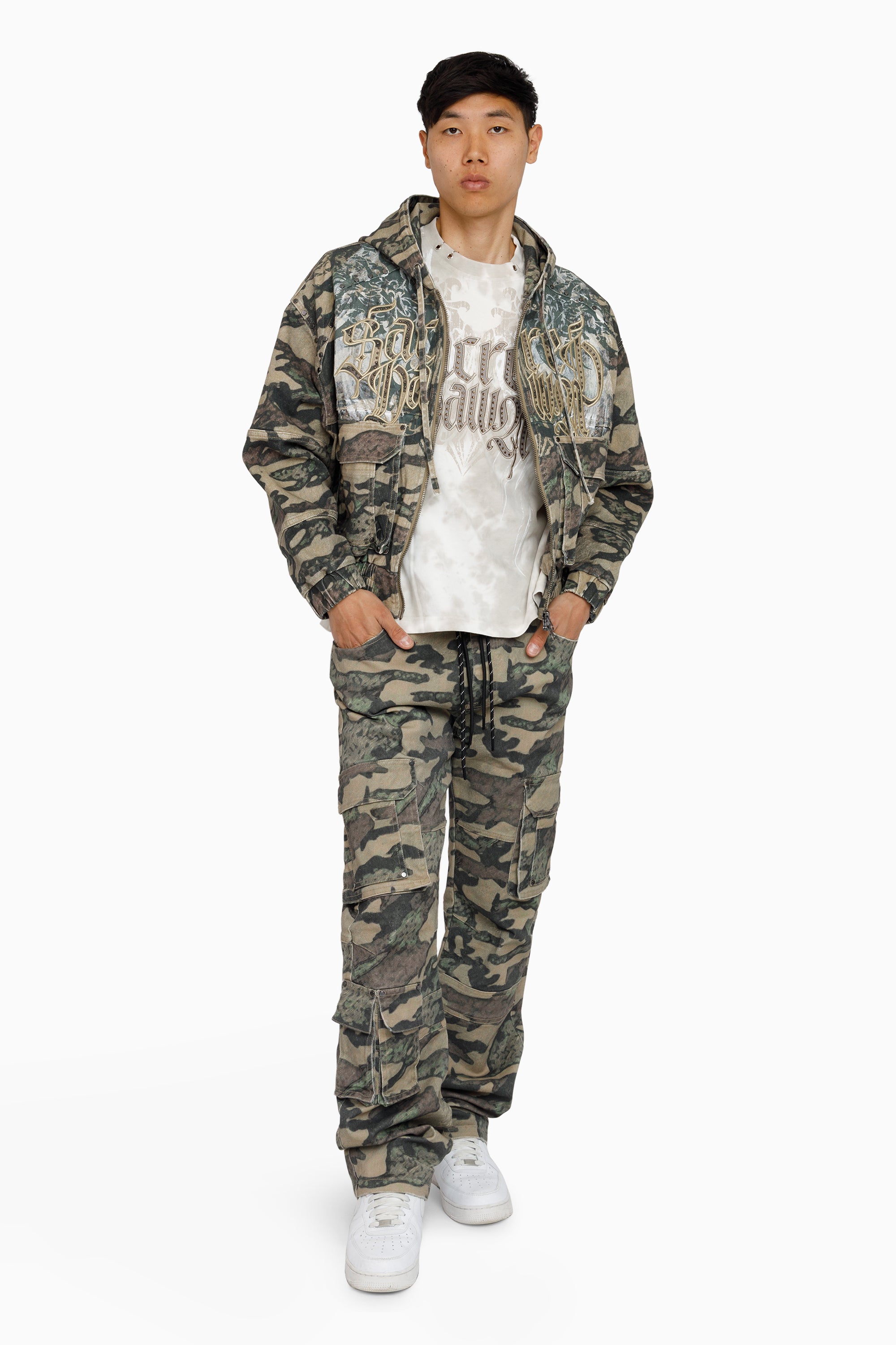 Sacred Dawn Hooded Bomber Jacket - Arden Camo