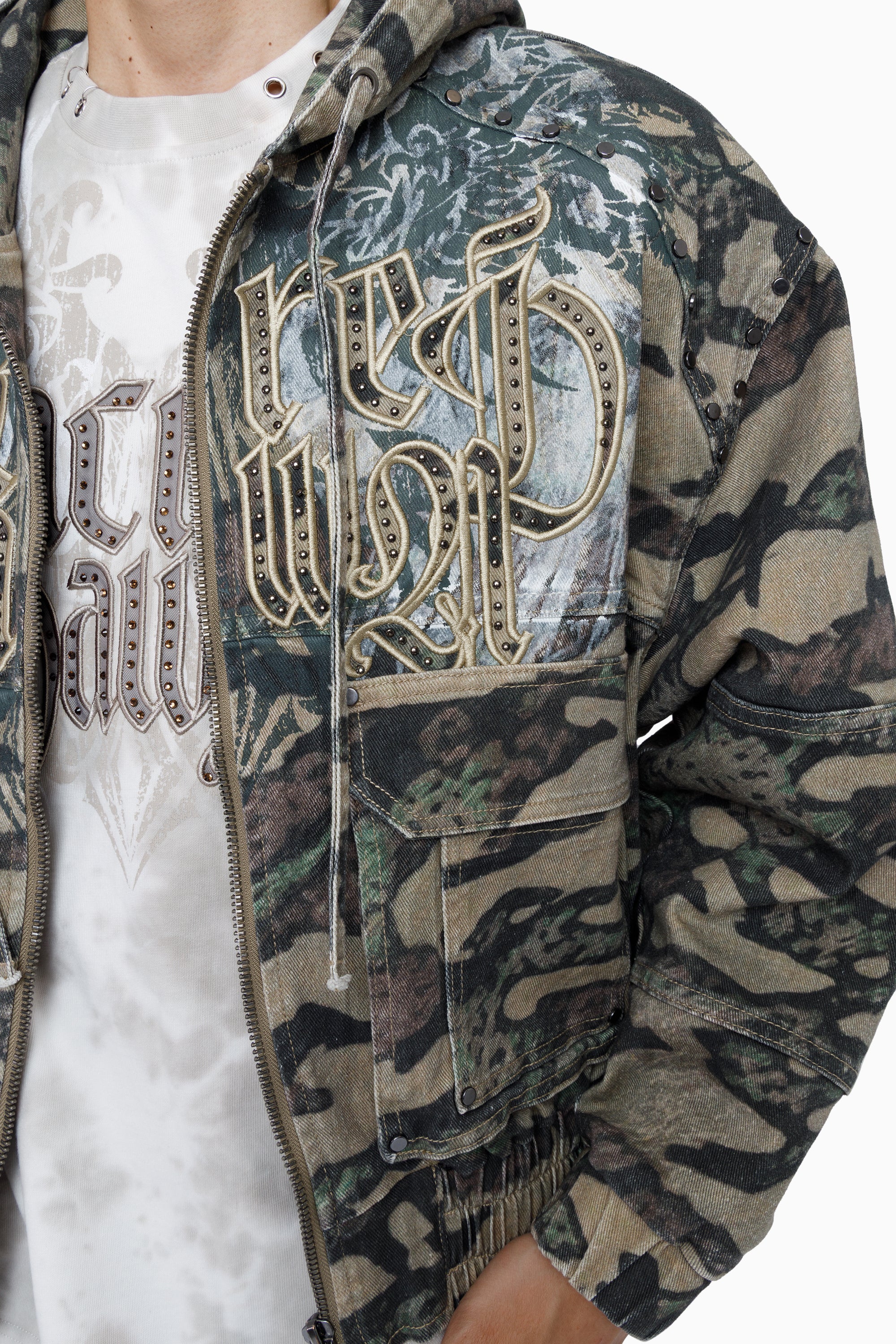 Sacred Dawn Hooded Bomber Jacket - Arden Camo