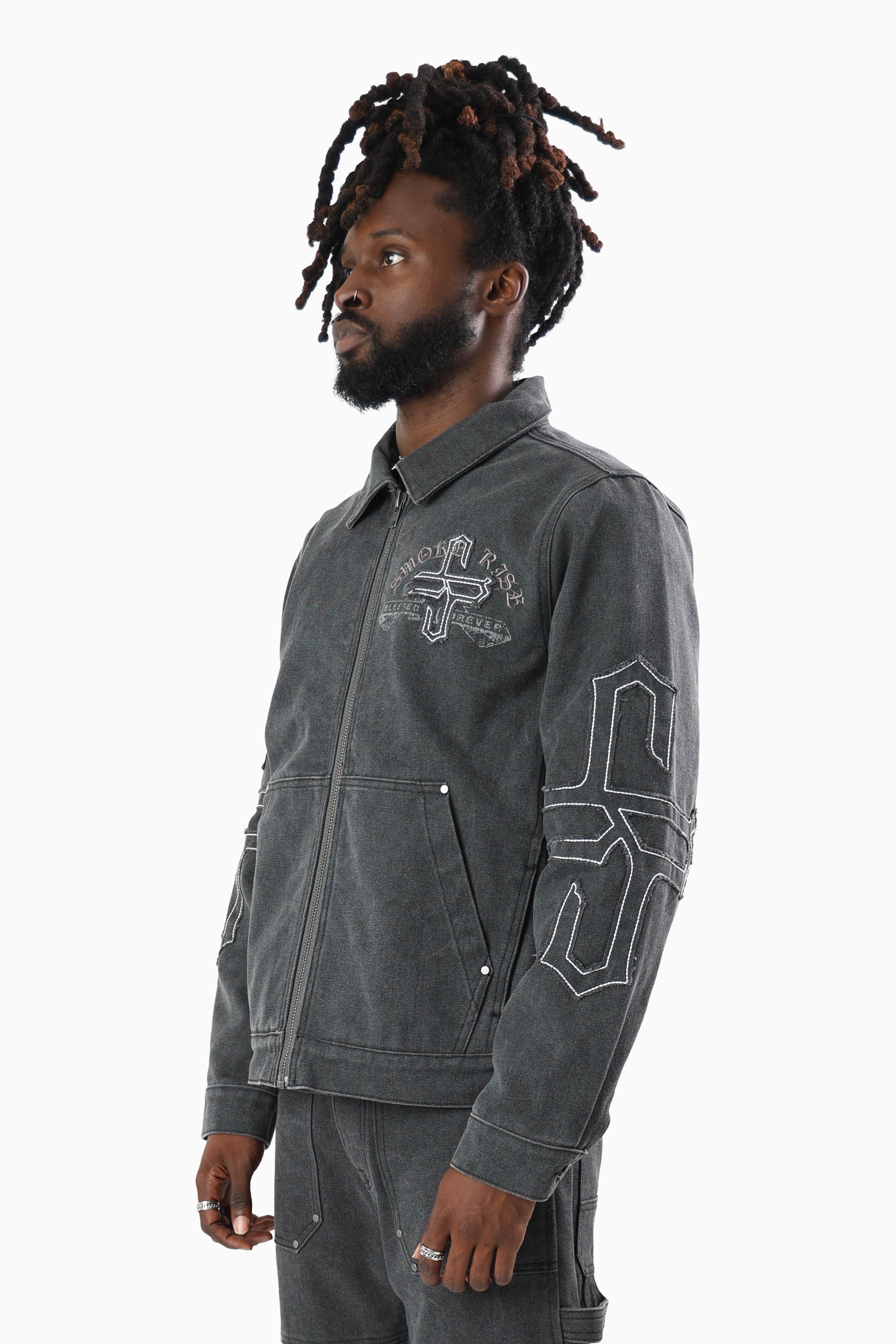 Blessed With Faith Canvas Jacket - Asphalt