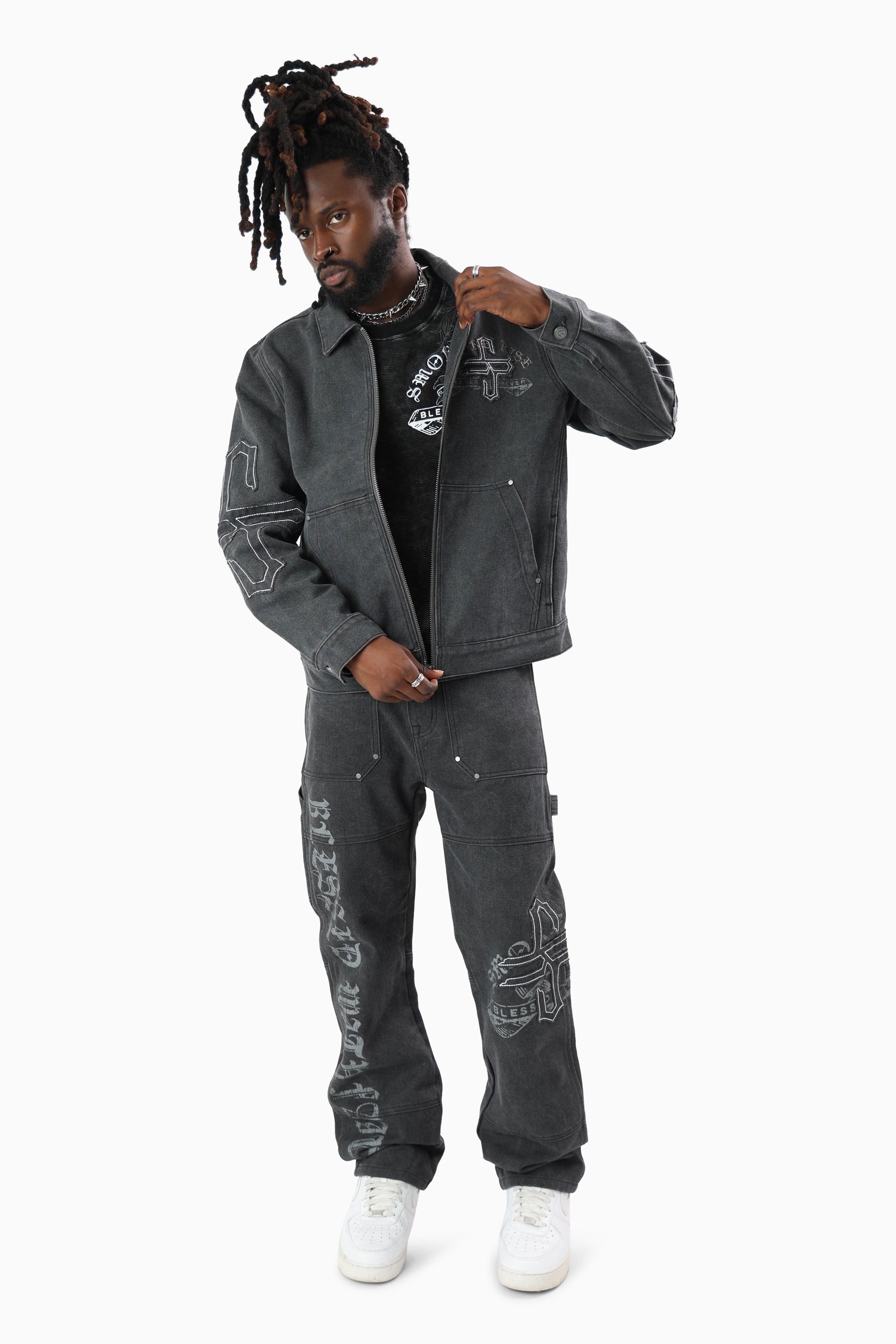 Blessed With Faith Canvas Jacket - Asphalt