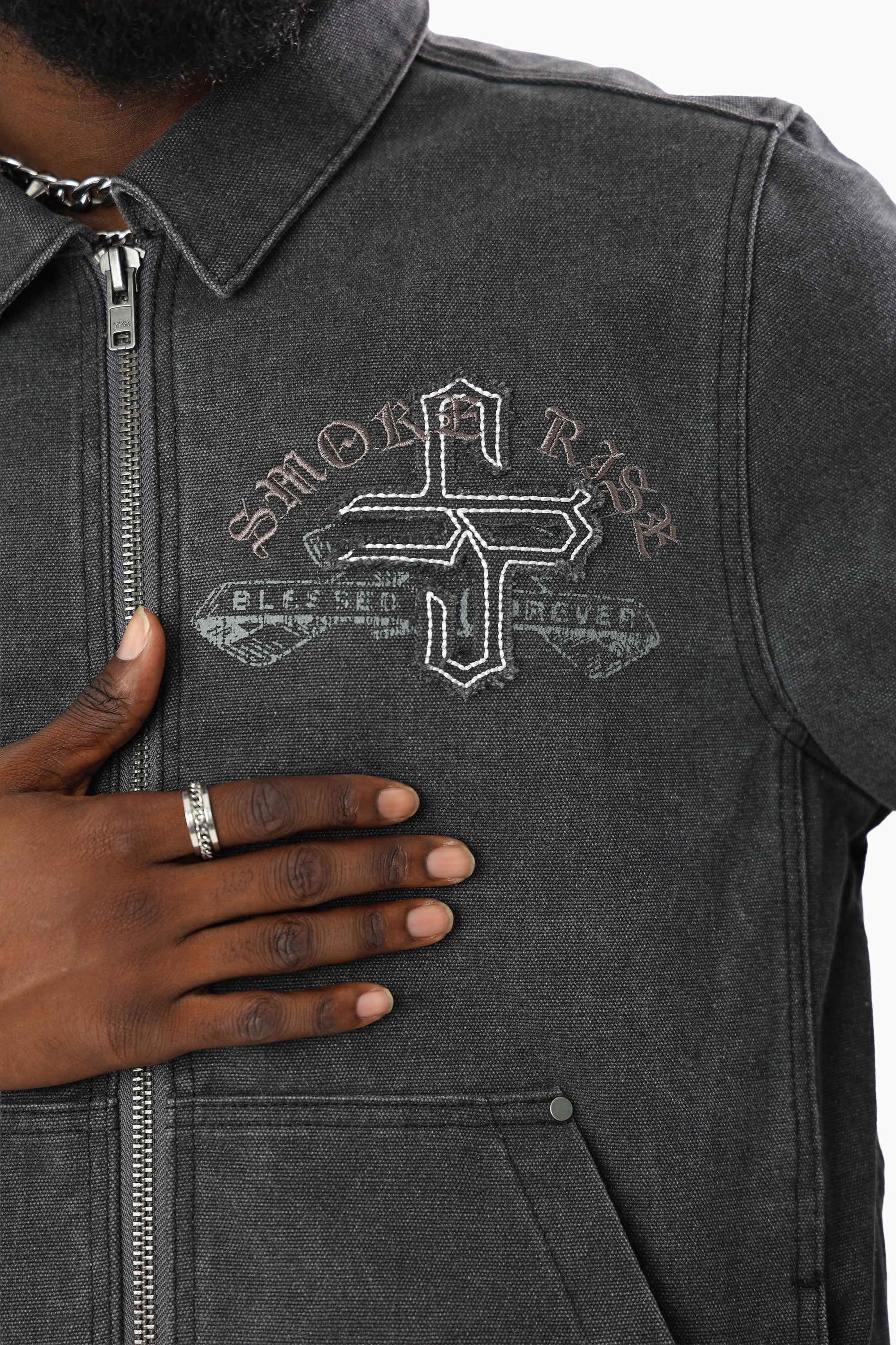 Blessed With Faith Canvas Jacket - Asphalt
