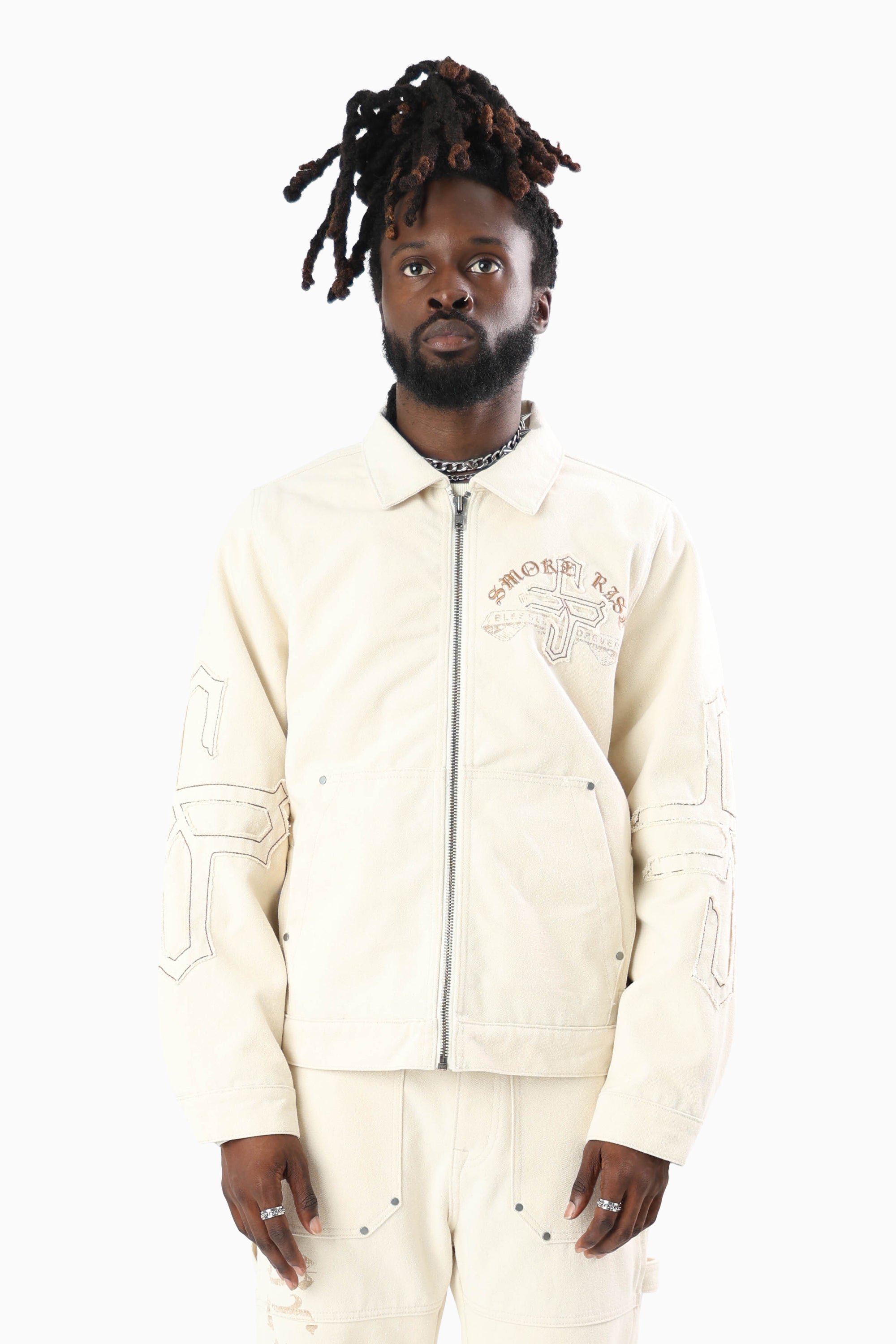 Blessed With Faith Canvas Jacket - Rainy Day