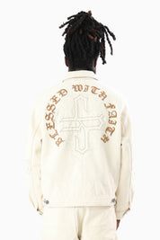 Blessed With Faith Canvas Jacket - Rainy Day