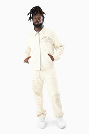 Blessed With Faith Canvas Jacket - Rainy Day
