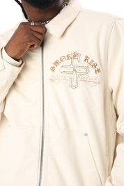 Blessed With Faith Canvas Jacket - Rainy Day